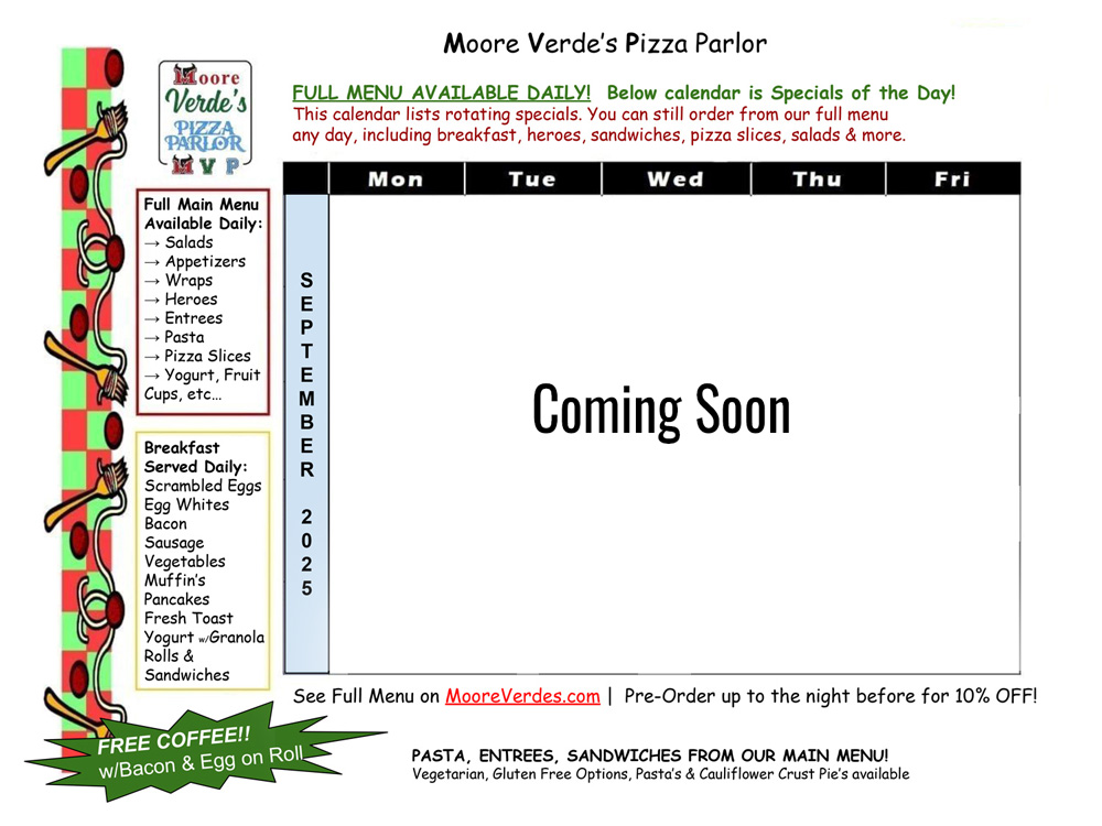 Daily Special Calender